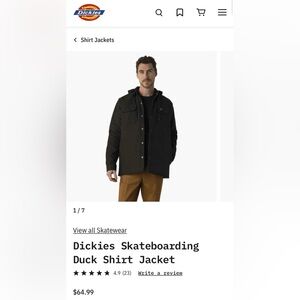 Men’s Large Black/Blue Dickies Duck Shirt Skateboarding Jacket